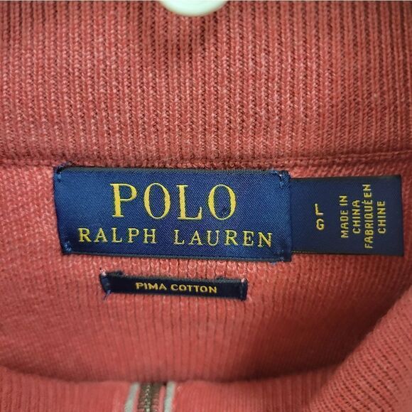 Polo Ralph Lauren Men’s Red Sky Heather 1/4 Zip Pullover Pima Cotton Sweater L - Picture 6 of 8